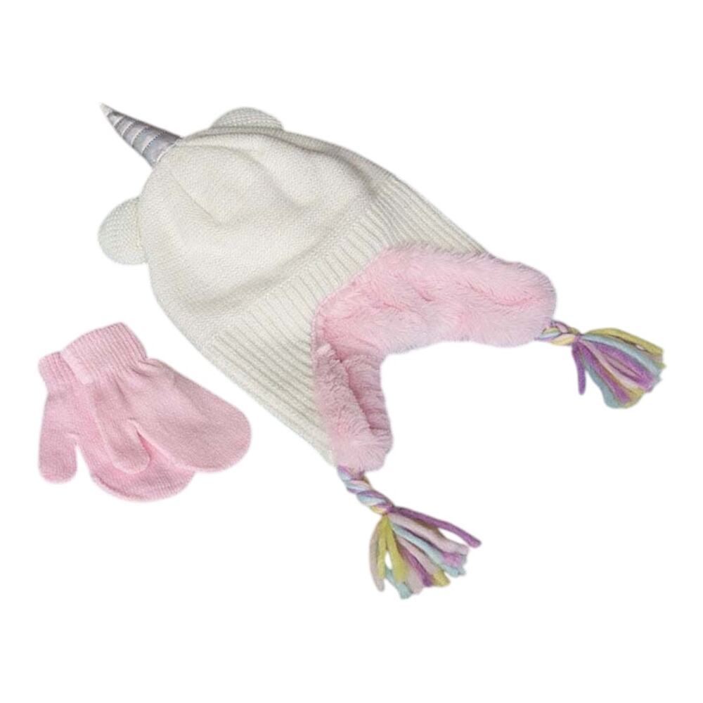Unicorn Hat and Mitten Toddler Cold Weather Set with Faux Fur Capelli New York
